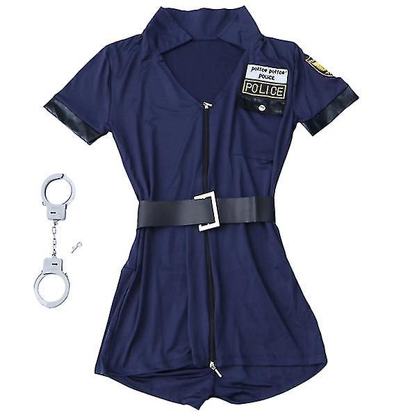 Elciaicle Party Game Suit Sexy Lady Police Cop Policewoman Role Play Cosplay Costume Halloween Party Cosplay Uniform (blue, Free Size, Uniform + Ha...