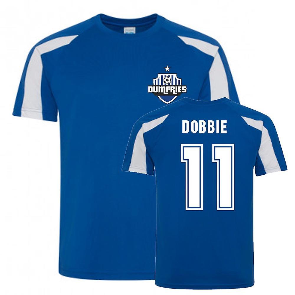 UKSoccerShop Stephen Dobbie Queen Of The South Sports Training Jersey (Blue) MB (7-8 Years)