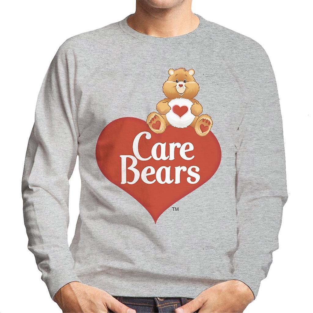 Care Bears Logo Tenderheart Bear Men's Sweatshirt Heather Grey Medium