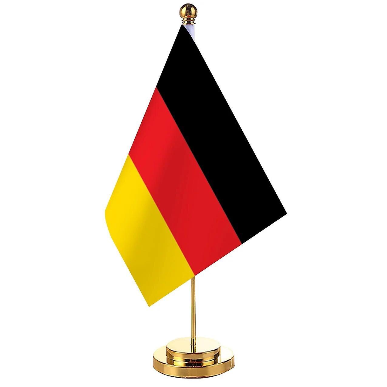 Scitoo 14x21cm Office Desk Flag Of Germany Banner Boardroom Table Stand Pole Stick The German Cabinet Flag Set Meeting Room Decor Germany Gold Color