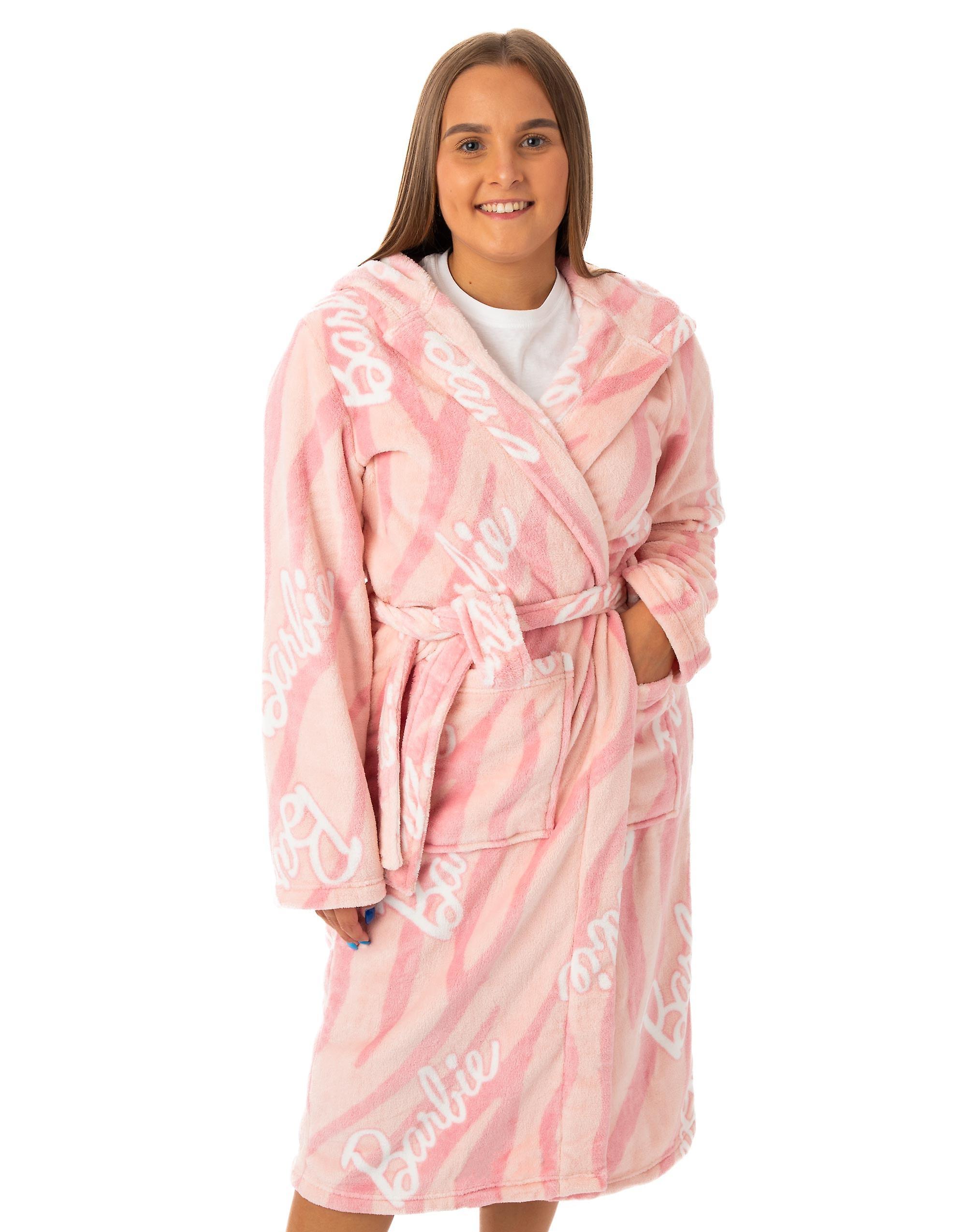 Barbie Womens Hooded Bathrobe Pink Large