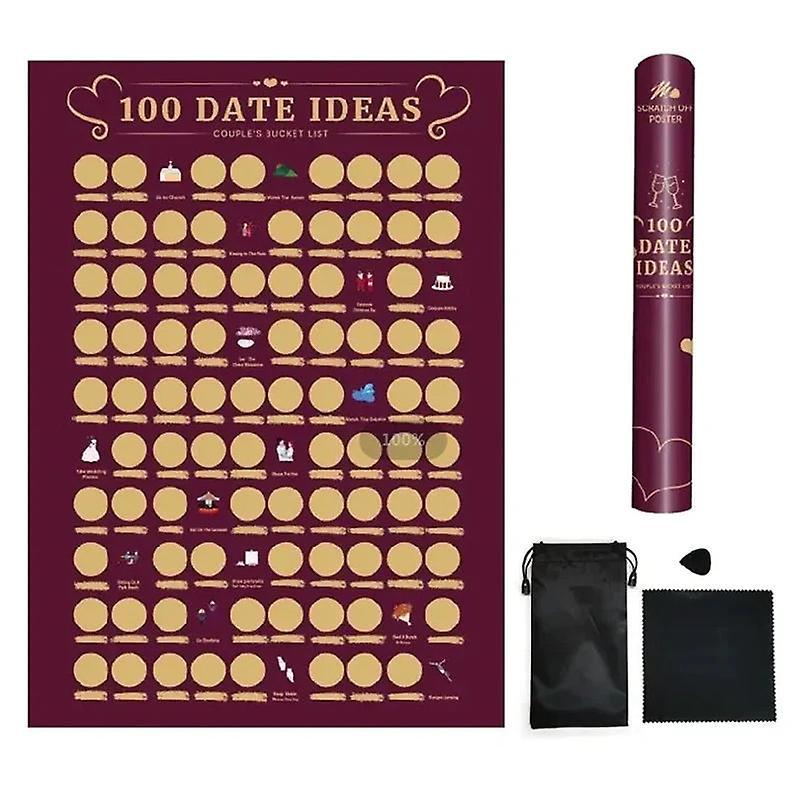 Dandanzhuan 100 Dates Ideas Scratch Off Poster 100 Things Between Couples Scrape Poster 100 Dates Poster Couple Poster Multicolor B