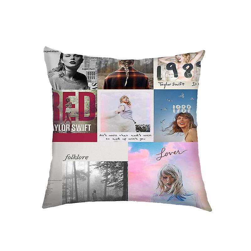 Waytogo Taylor Swift Theme Cushion Cover Square Throw Pillow Case Music Fans Swifties Gift Home Decor For Couch Sofa Bed Car E