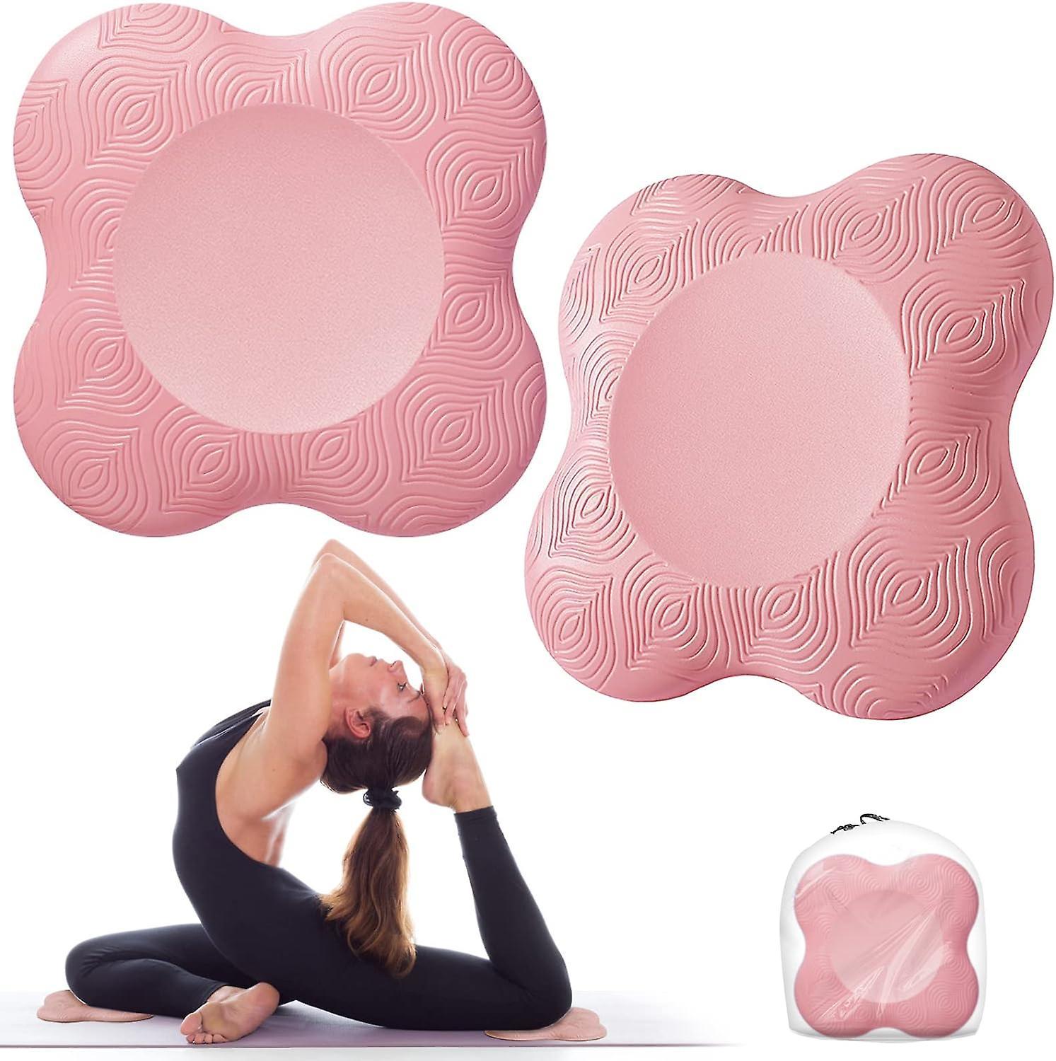 Aespa 2 Pieces Yoga Knee Pads Lightweight Yoga Mat Knee Pads,Non-Slip Yoga Mats,Yoga Mat for Protecting Knees, Wrists and Elbows Pink