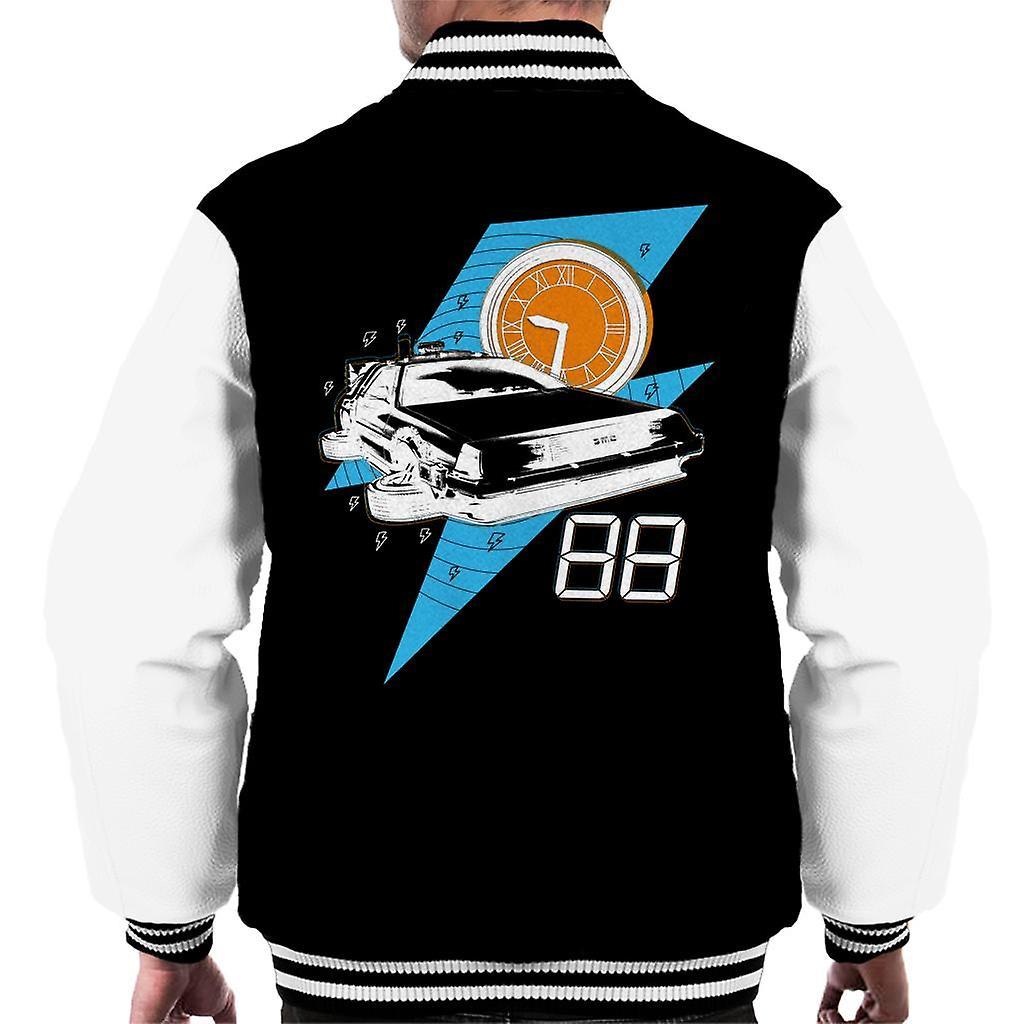 Back to the Future Delorean 88 Miles Per Hour Men's Varsity Jacket Black/White Medium