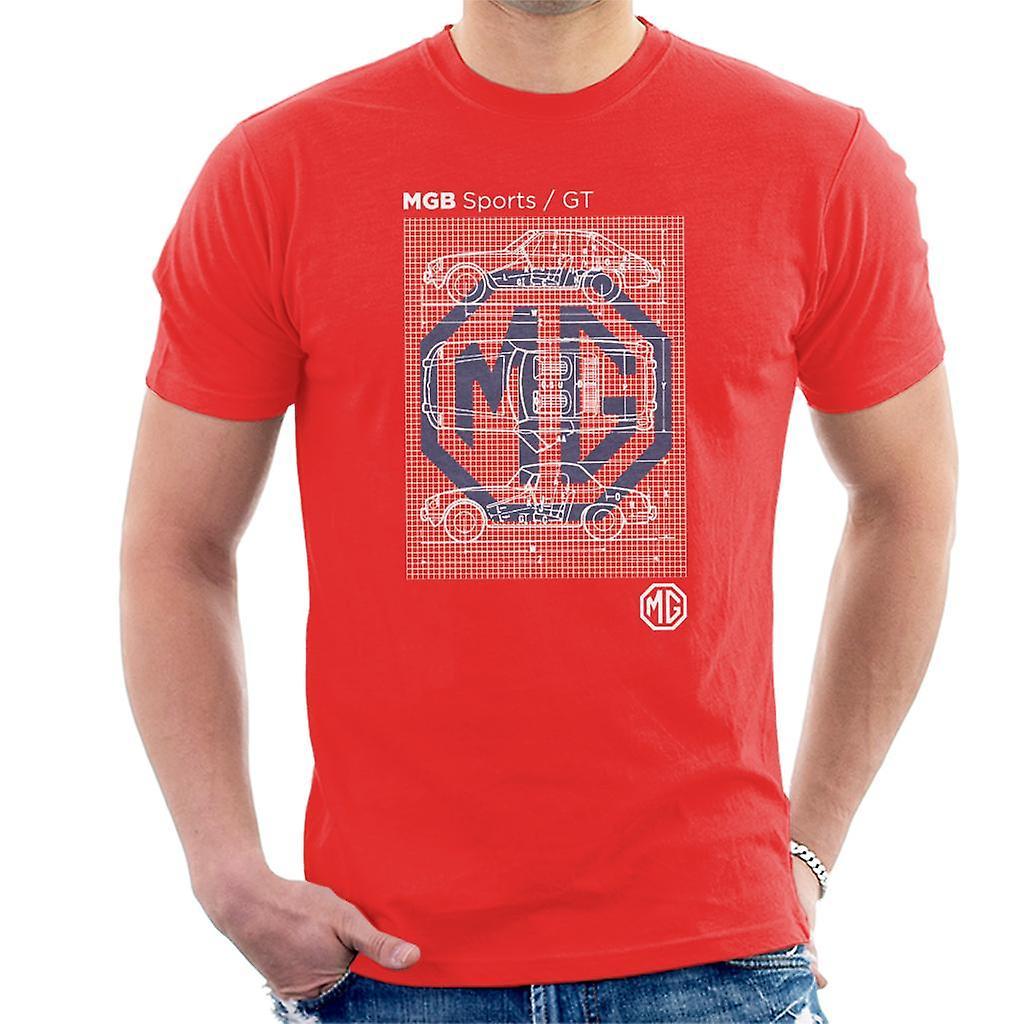 MG B Sports GT British Motor Heritage Men's T-Shirt Red Small