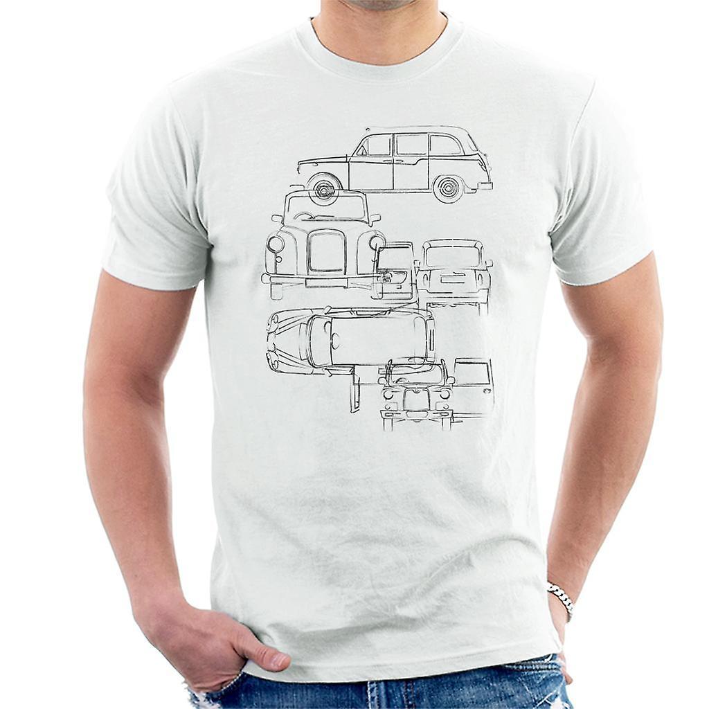 London Taxi Company Light Blueprint Men's T-Shirt White Small