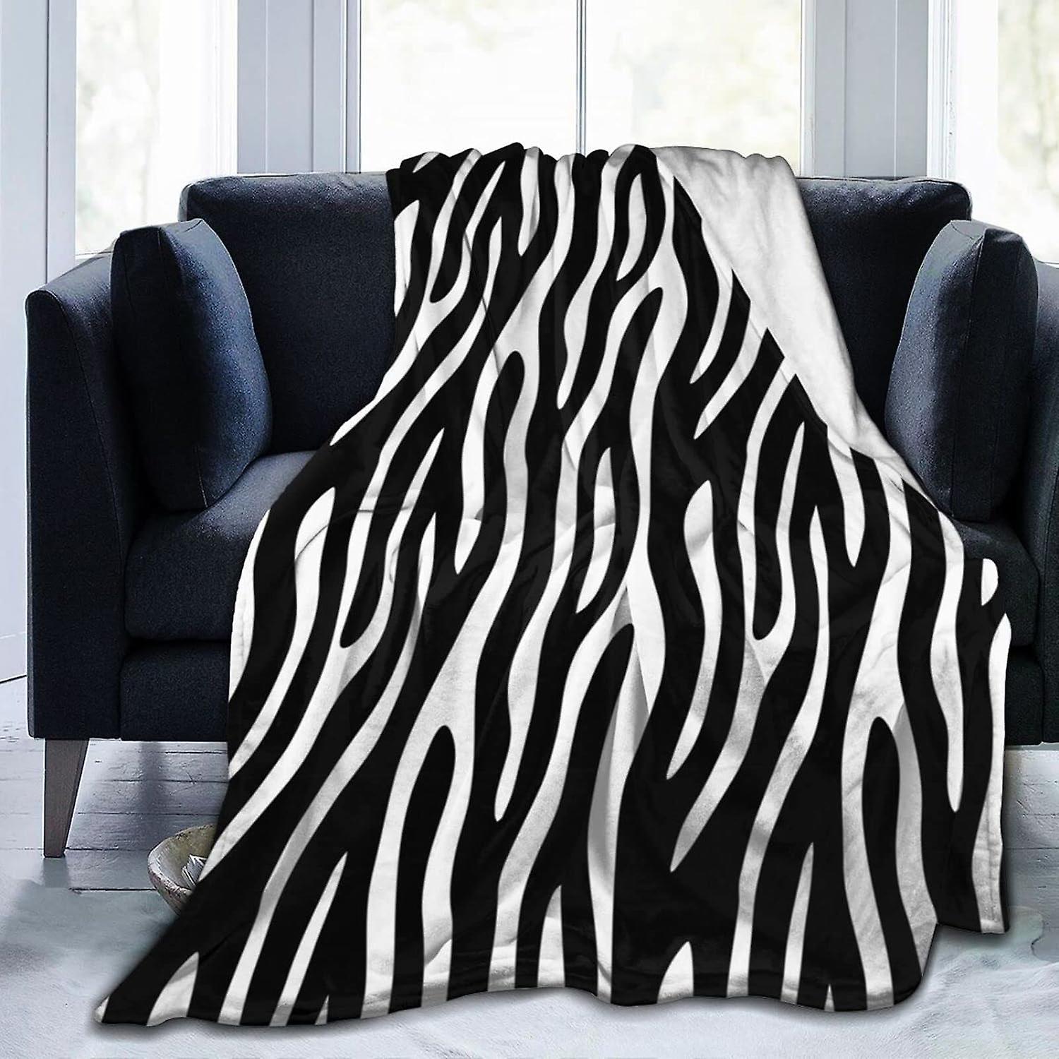 Kerota Flannel Print Blanket Zebra Stripes Throw Blanket, Soft Throws, Warm Blanket for Sofa Bed Couch Throw 80x60in 200x150cm