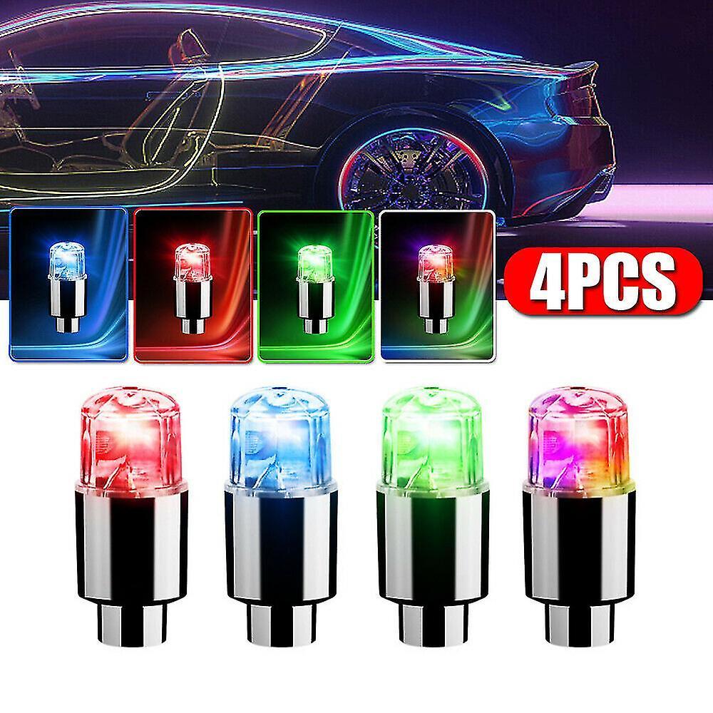 Lohill 4pcs 12v Car Auto Wheel Tire Tyre Air Valve Stem Led Light Cap Cover Accessories#d799847 Multicolor