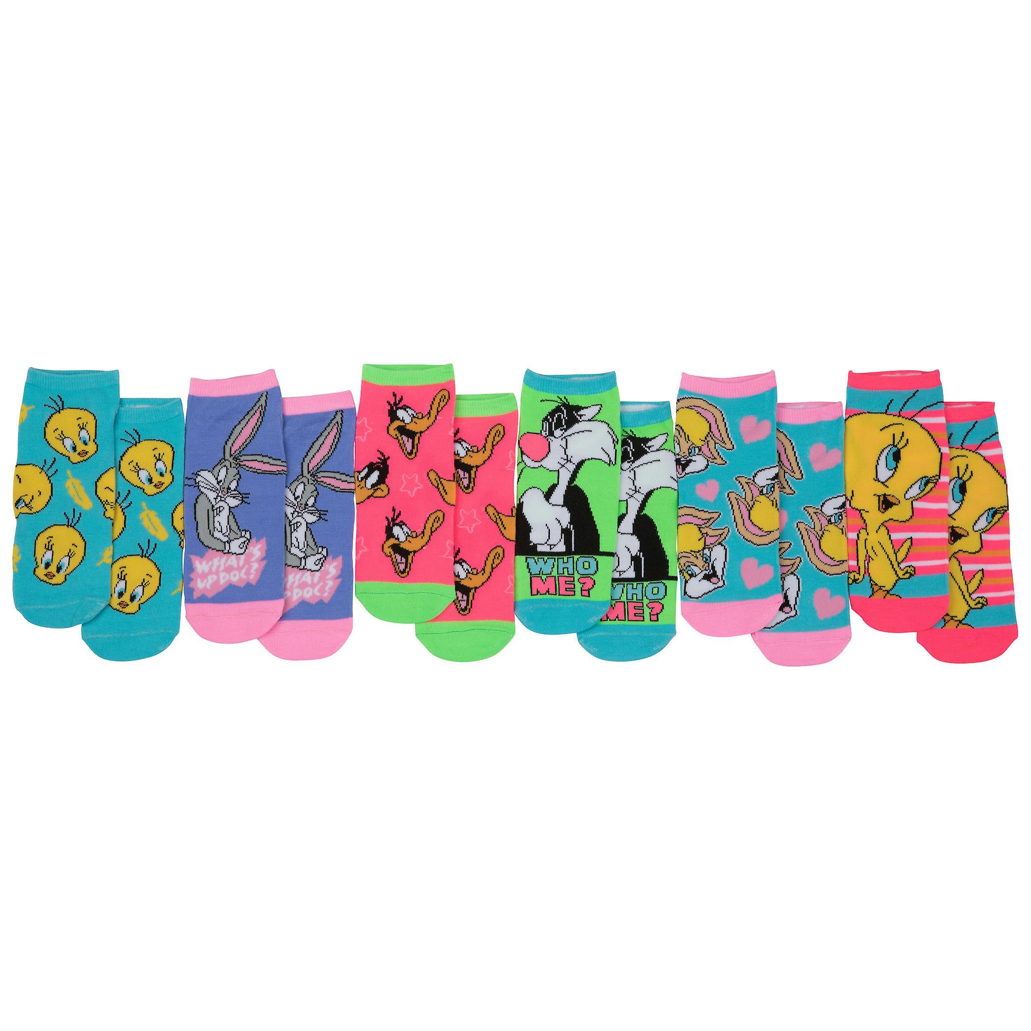 Cartoons Looney Tunes Bright Women's 6-Pair Pack Of Low Cut Socks Multi-Color