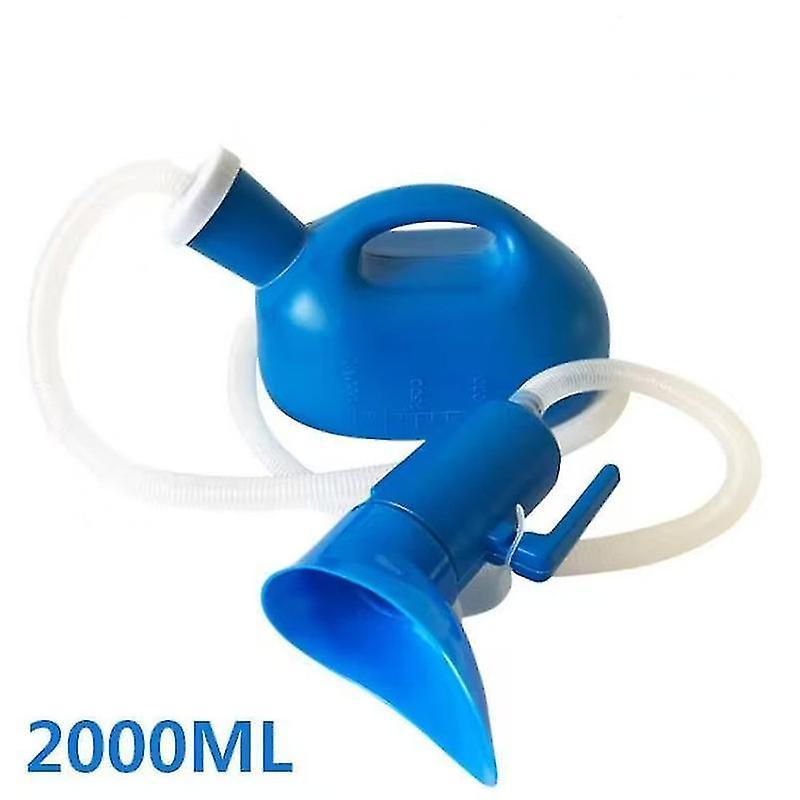 Ghygv Men's Male Bed Urinal Potty Pee Bottle 2000ml Collector With 1.6m Tube (blue)