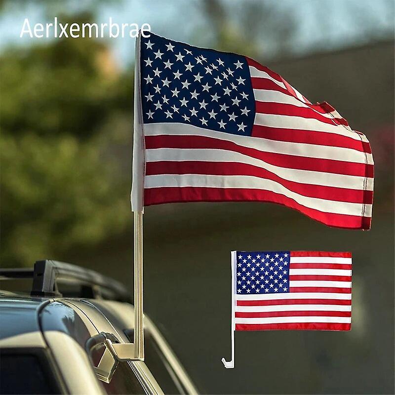 Scitoo aerxemrbrae 30x45cm  American car flag 12x18inch USA window flag bearer standard-bearer waving flags with plastic flagpole 50pcs