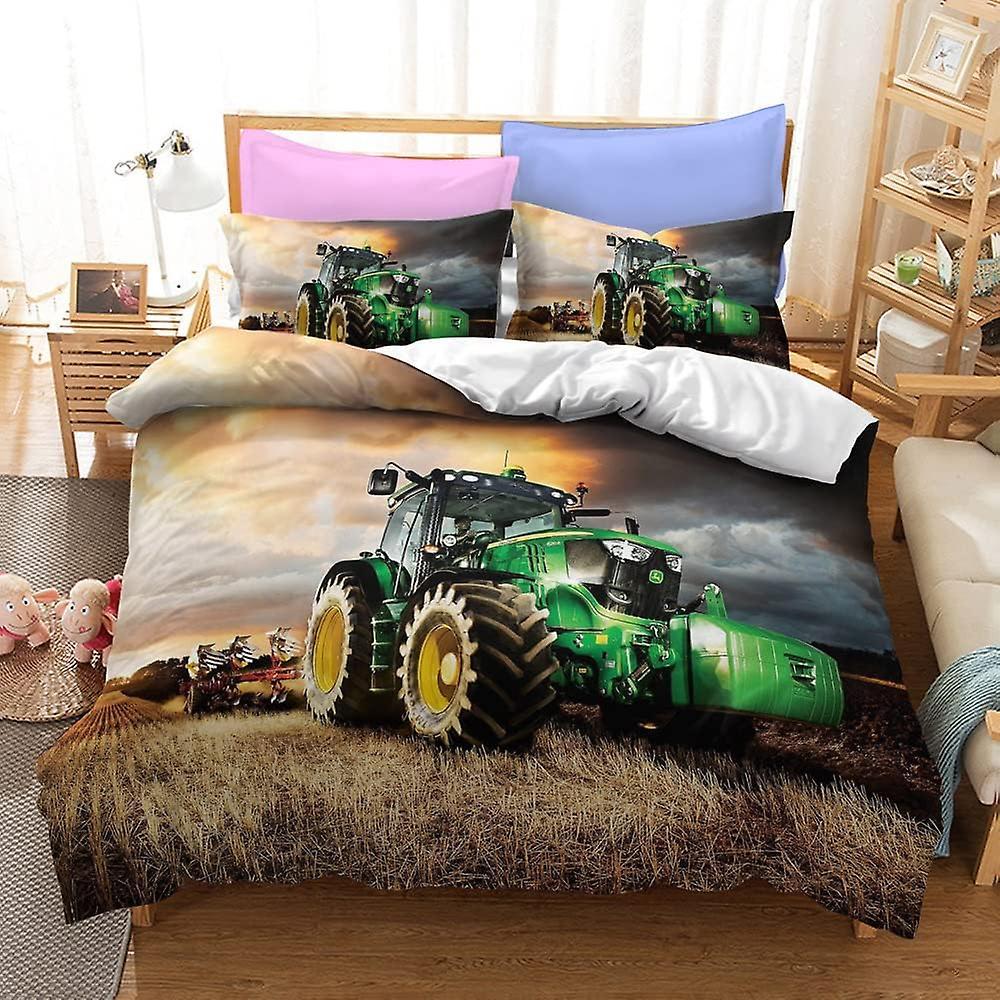 Kerota Tractor Duvet Covercm Bedding Set Person Tractor Parts Duvet Cover with Pillowcases for Children Adults Double200x200cm