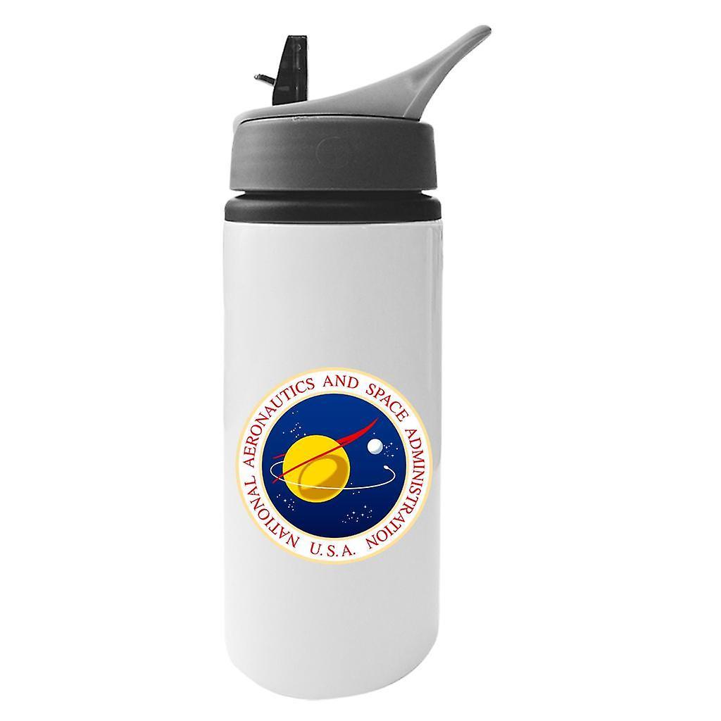 NASA Seal Insignia Aluminium Water Bottle With Straw White 625ml