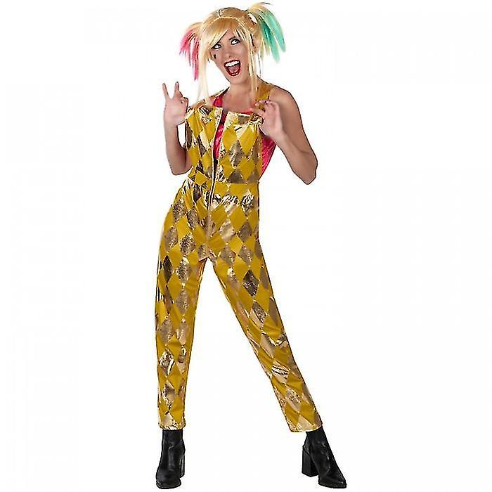 Birds Of Prey Womens/Ladies Harley Quinn Costume Gold/Yellow L