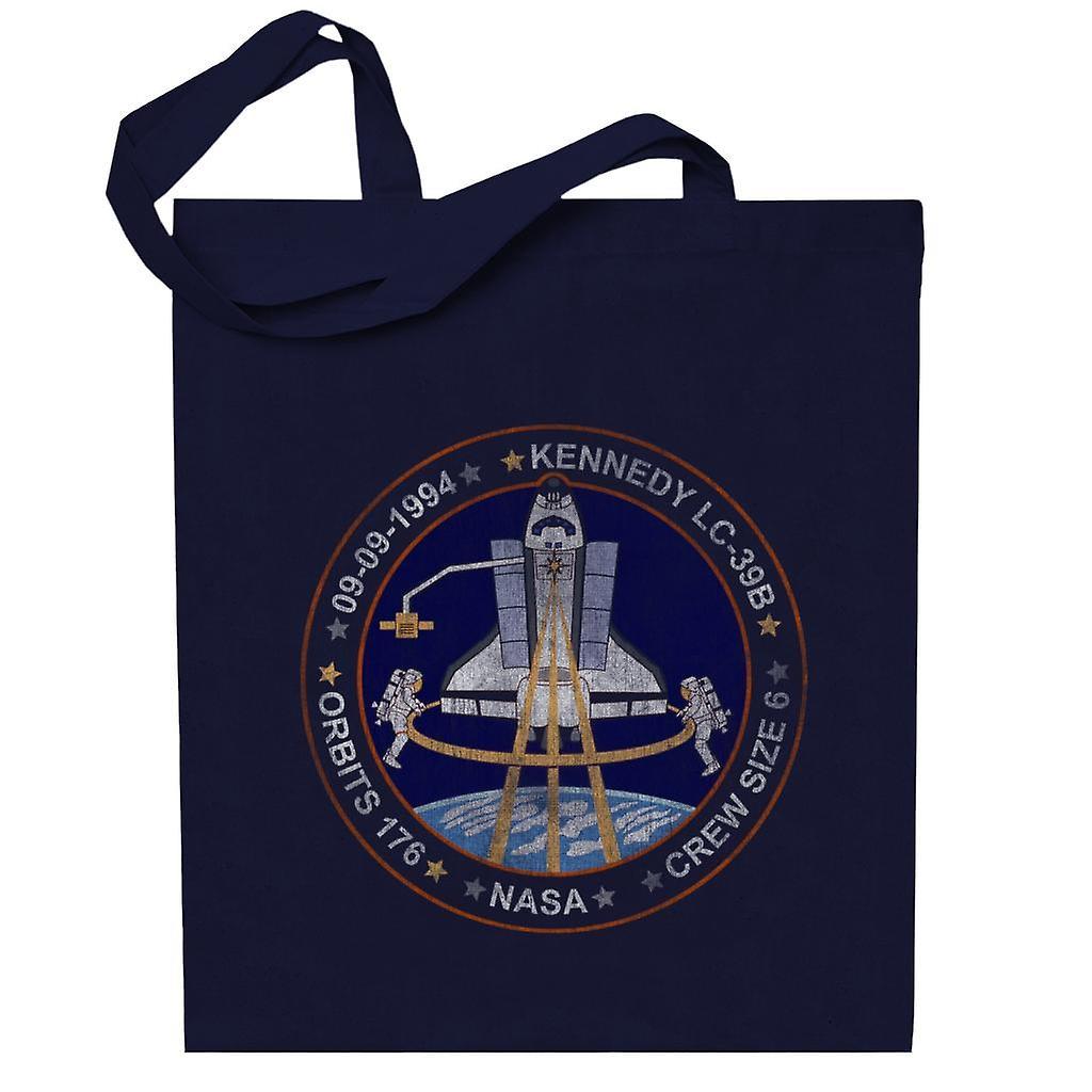 NASA STS 64 Discovery Mission Badge Distressed Totebag Navy Blue 38 x 42 cm