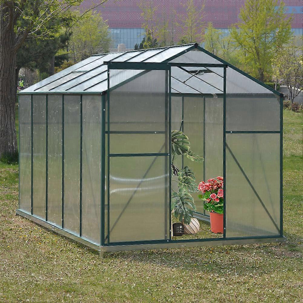 Living And Home 8ft x 6ft Walk-In Greenhouse Polycarbonate Aluminium Frame Without Base