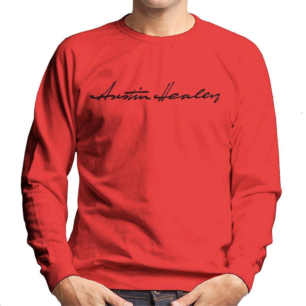 Austin Healey Handwriting Logo British Motor Heritage Men's Sweatshirt Red Medium