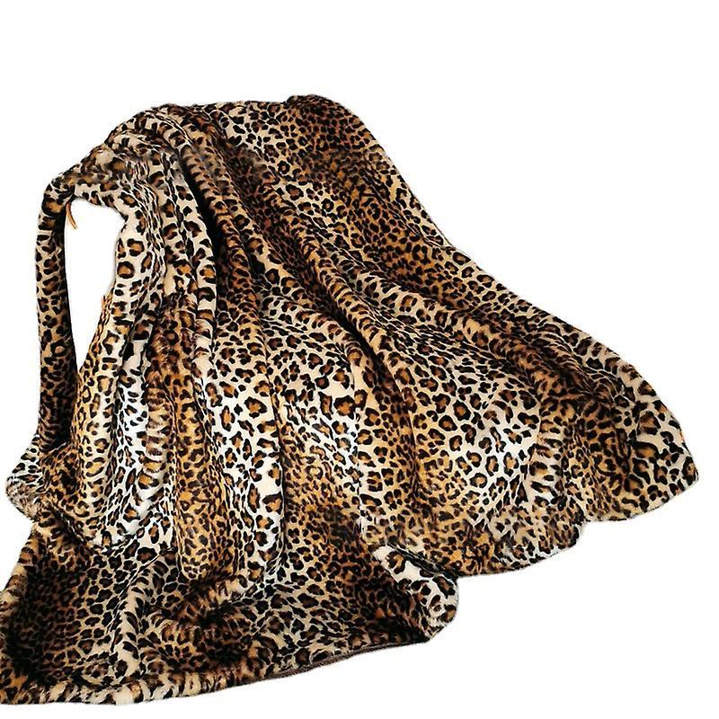 Ruitong Faux Fur Throw Blanket Luxury Fluffy Leopard Printed Plush Blankets 80*150CM