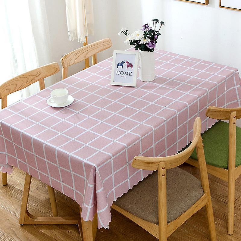 HSEXCEL Pvc tablecloth waterproof large plaid table cloth dustproof tablecloth Pvc large pink plaid 140*220