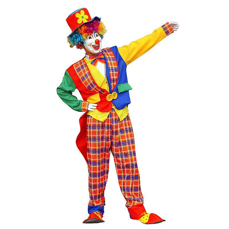 Jielin 5 Pcs Adult Clown Costume Set For Men Women Cosplay RED BLUE 5XL