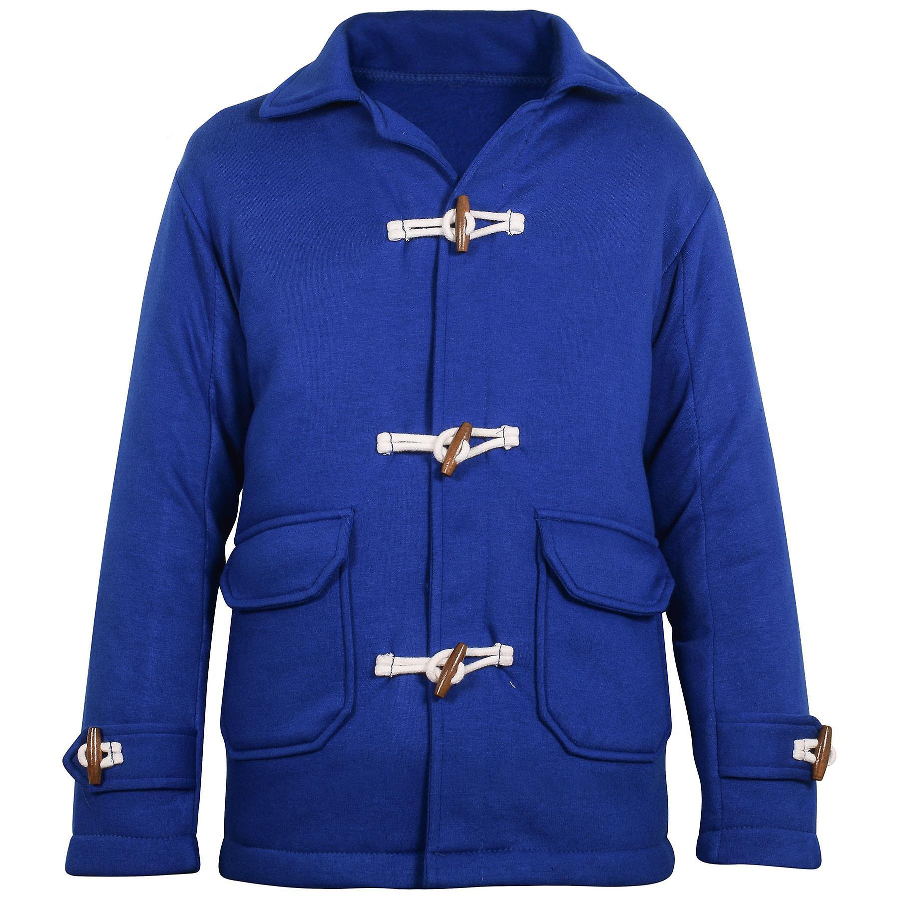 A2Z 4 Kids Kids Girls Boys Plain Royal Duffle Coat Fleece Long Sleeves Jacket Age 7-13 Years Royal Blue 7-8 Years