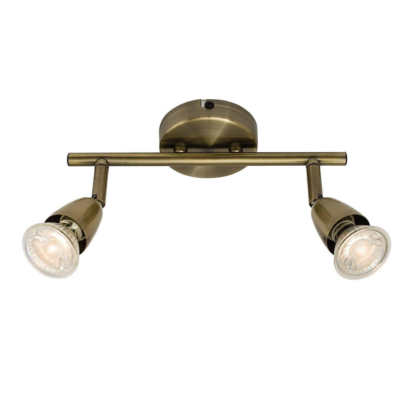 Endon Lighting Amalfi Adjustable 2 Light Spotlight Antique Brass, GU10