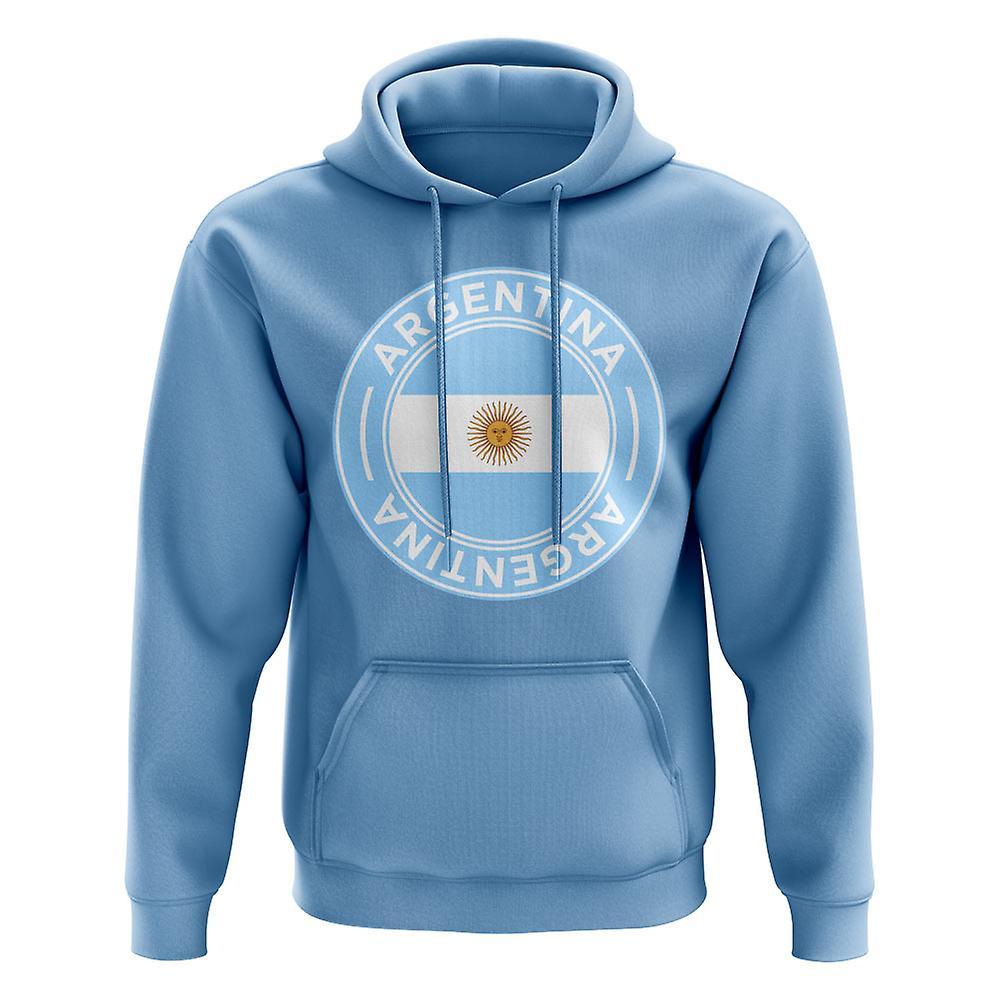 UKSoccerShop Argentina Football Badge Hoodie (Sky) Womens M (Size 12 - 34 inch Chest)