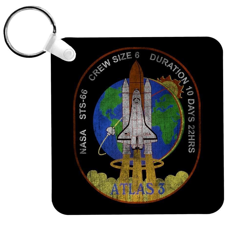 NASA STS 66 Atlantis Mission Badge Distressed Keyring Black 5cm x 5cm