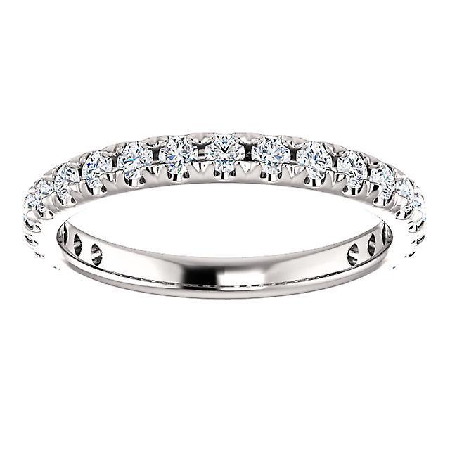 Pompeii3 5/8 cttw Diamond Wedding Ring Womens Stackable French Set 14k White Gold Band 7.5