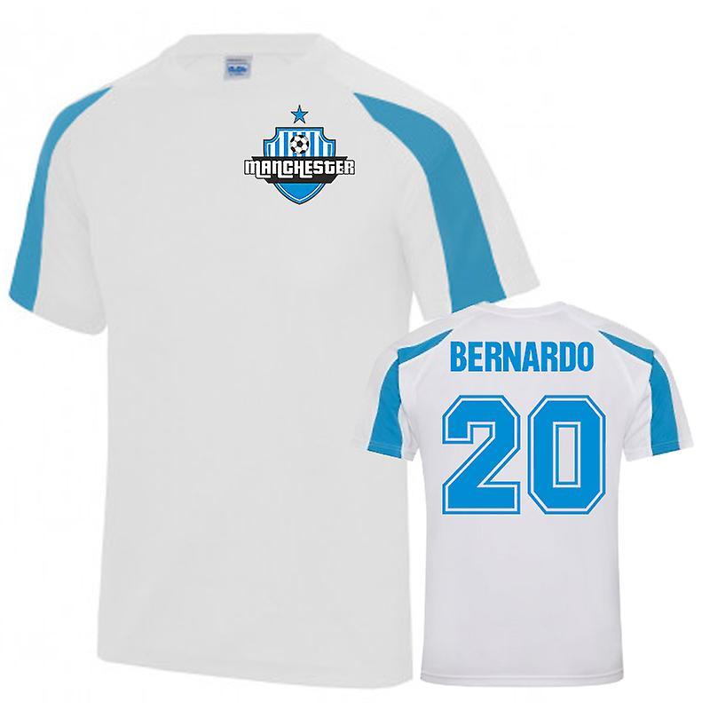 UKSoccerShop Bernardo Silva Man City Sports Training Jersey (White) LB (9-11 Years)