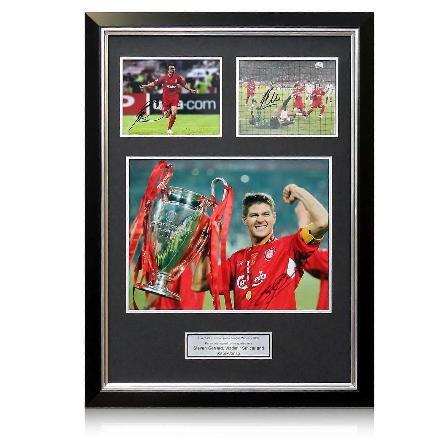 Exclusive Memorabilia Istanbul 2005 Presentation: Signed By Steven Gerrard, Xabi Alonso And Vladimir Smicer. Deluxe Frame