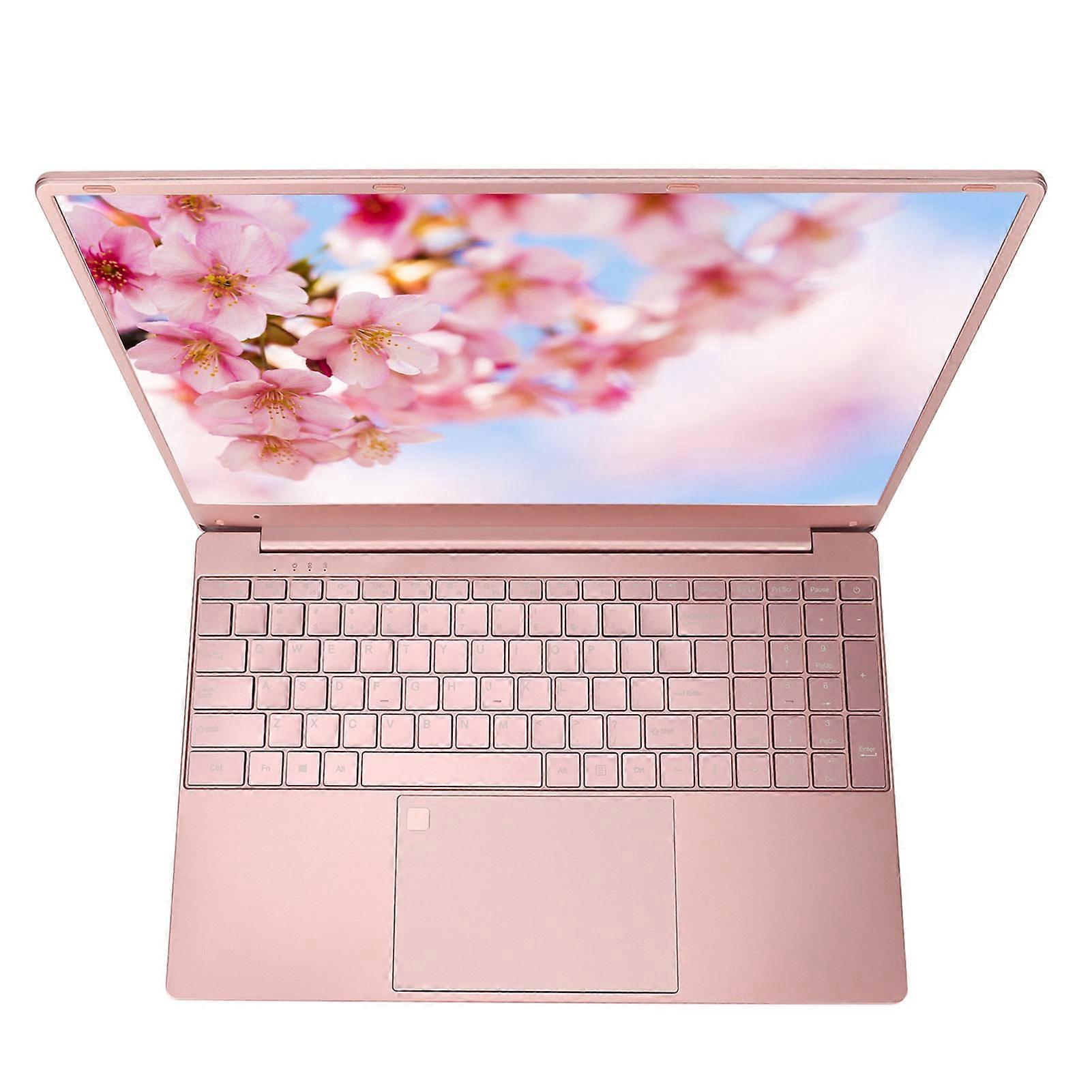 Aespa Pink Laptop 15.6 Inch IPS Display Quad Core CPU 16GB RAM 512GB ROM Fingerprint Reader Laptop Computer 100240V 16 RAM+512G ROM US Plug