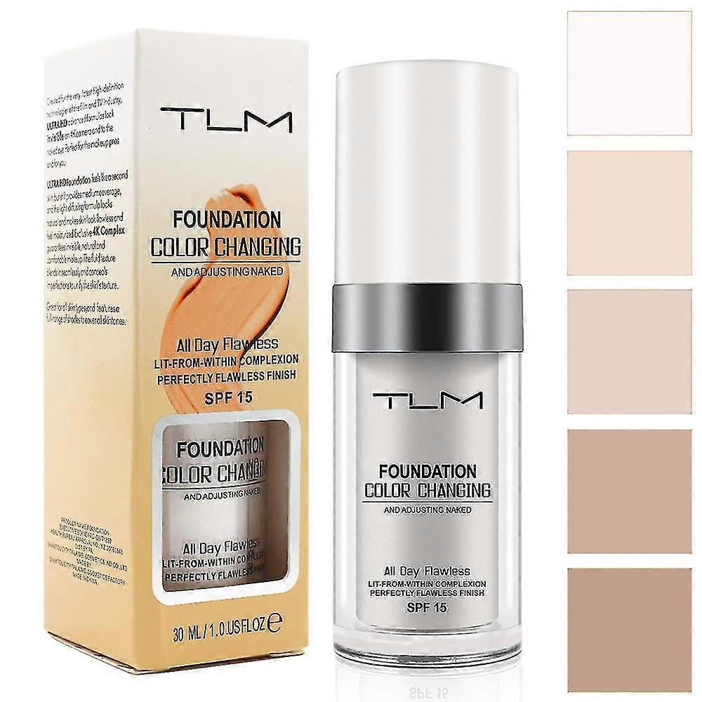 Zhiyi Tlm Color Changing Foundation For Aging Skin,liquid Makeup Base Nude Face Cover Concealer Cream