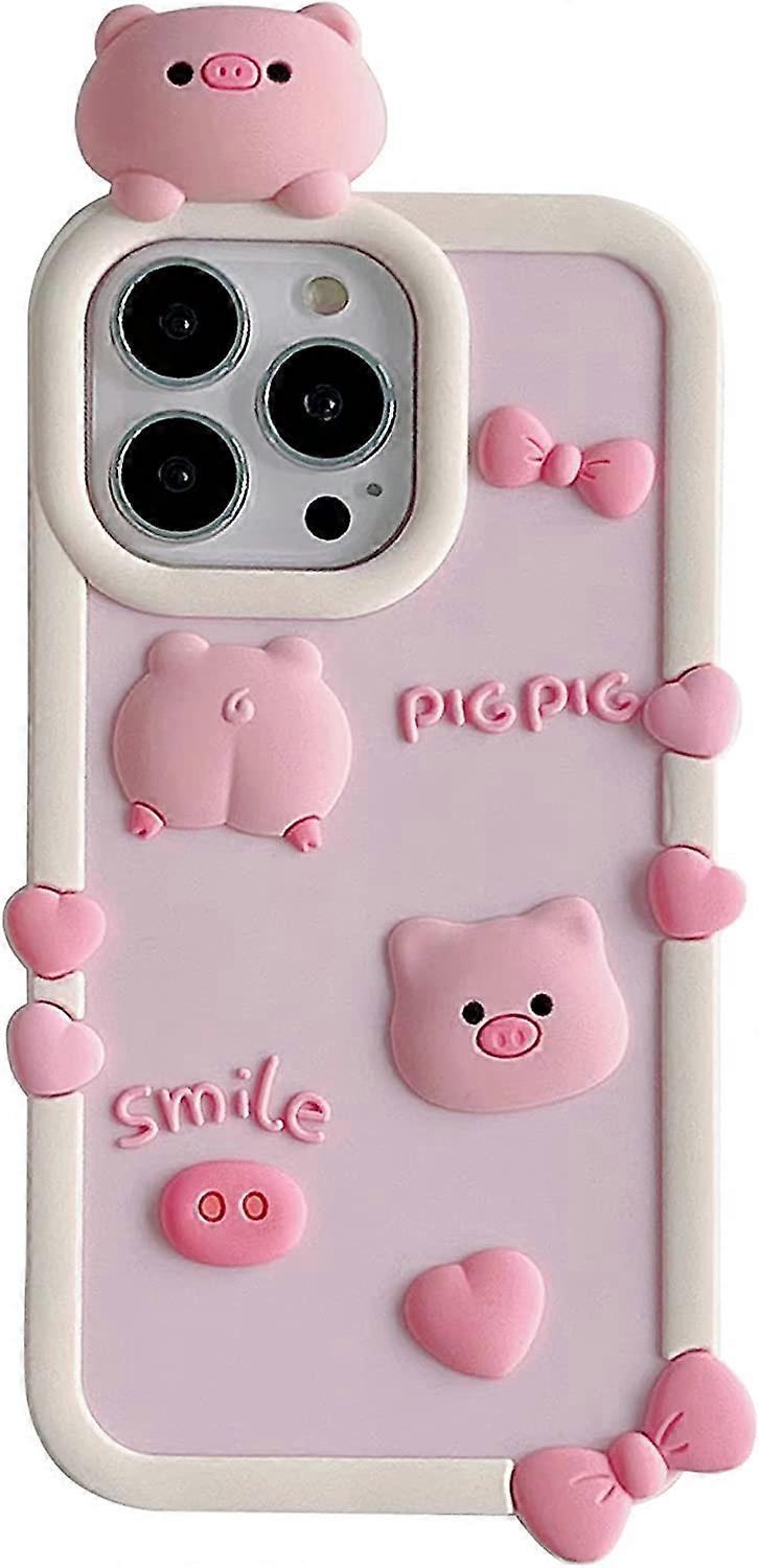 Liangnv Kawaii Phone Cases Apply To iPhone X/Xs,Cute Cartoon Pink Pig Phone Case Unique Fun Cover Case 3D Phone Case Soft Silicone Shockproof Cover