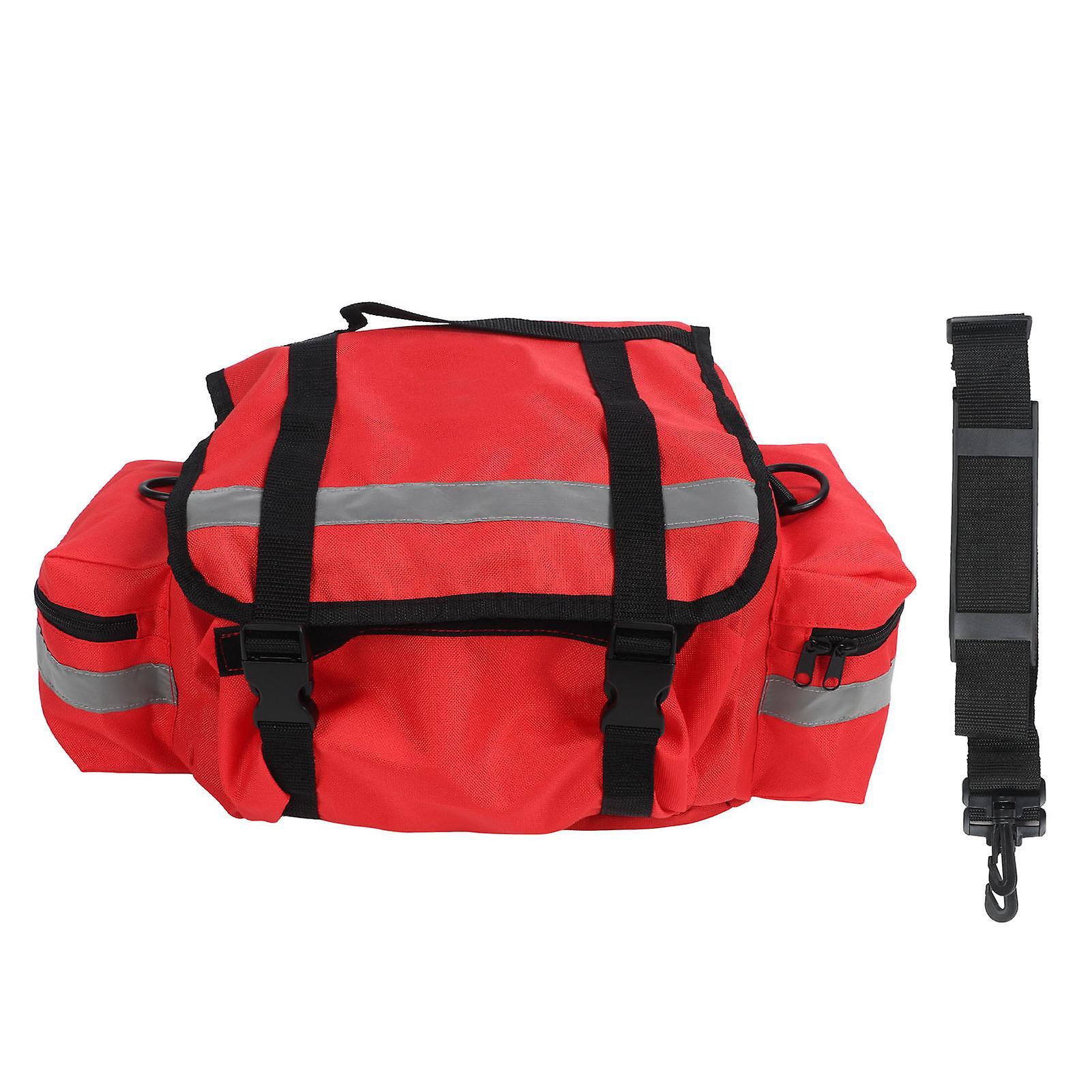 Favrison First Responder Bag Large Capacity Emergency Bag Fire Gear Bag With Shoulder Strap For Emergency Supplies Red