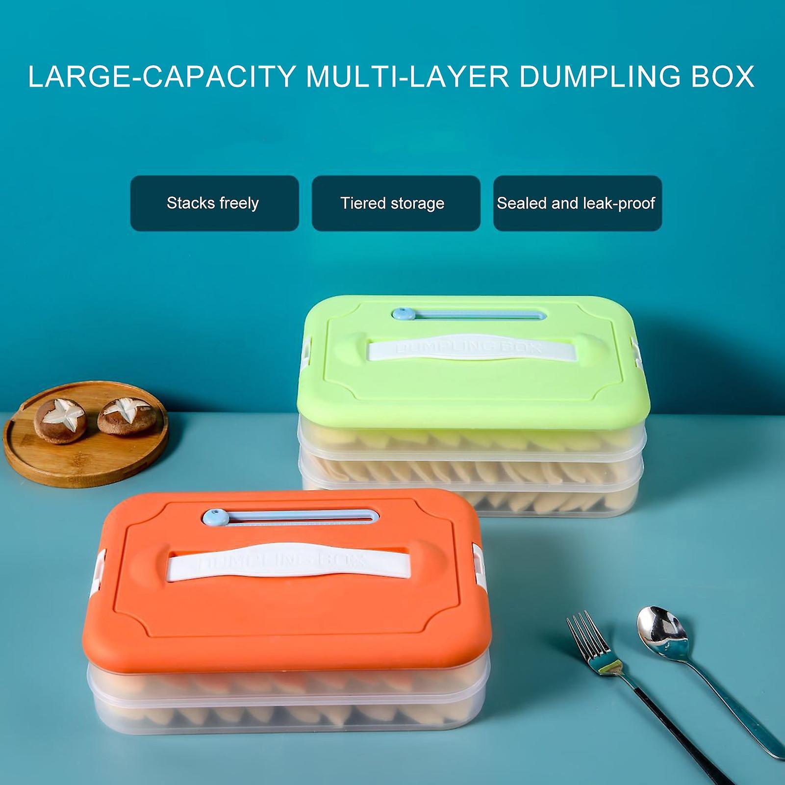 wirlsweal Dumpling Food Storage Box Food Grade BPA Free Large Capacity Multi-Layer Freezer Food Storage Container White Dual Layer