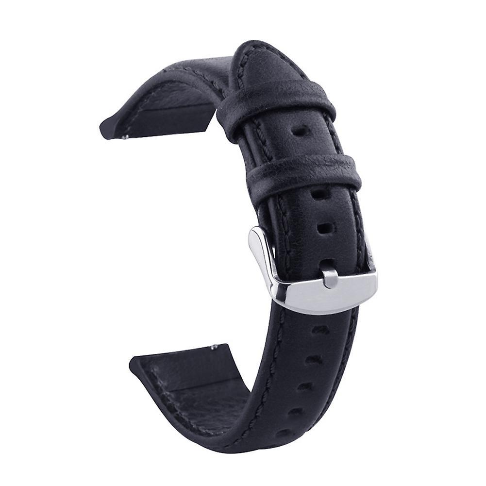 Hiborth 18/20/22/24mm Replacement Universal Faux Leather Watch Band Strap with Lug Pin Black 18mm