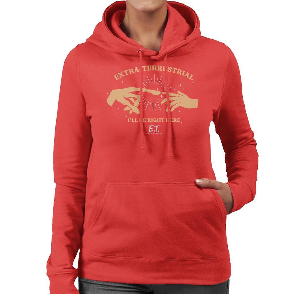 E.T. E.T. The Extra Terrestrial Ill Be Right Here Women's Hooded Sweatshirt Red Large