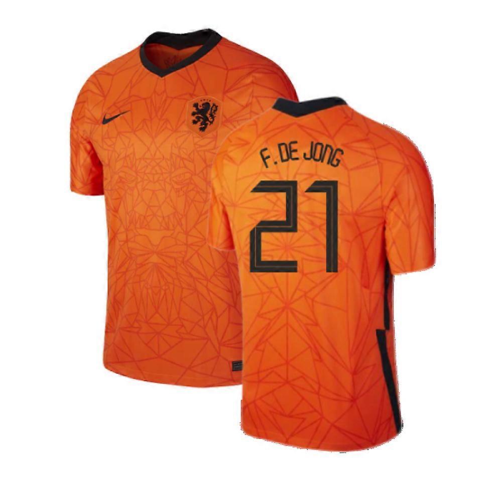 2020-2021 Holland Home Nike Football Shirt (Kids) (F. DE JONG 21) Orange SB 25-27 inch Chest (66/69cm)