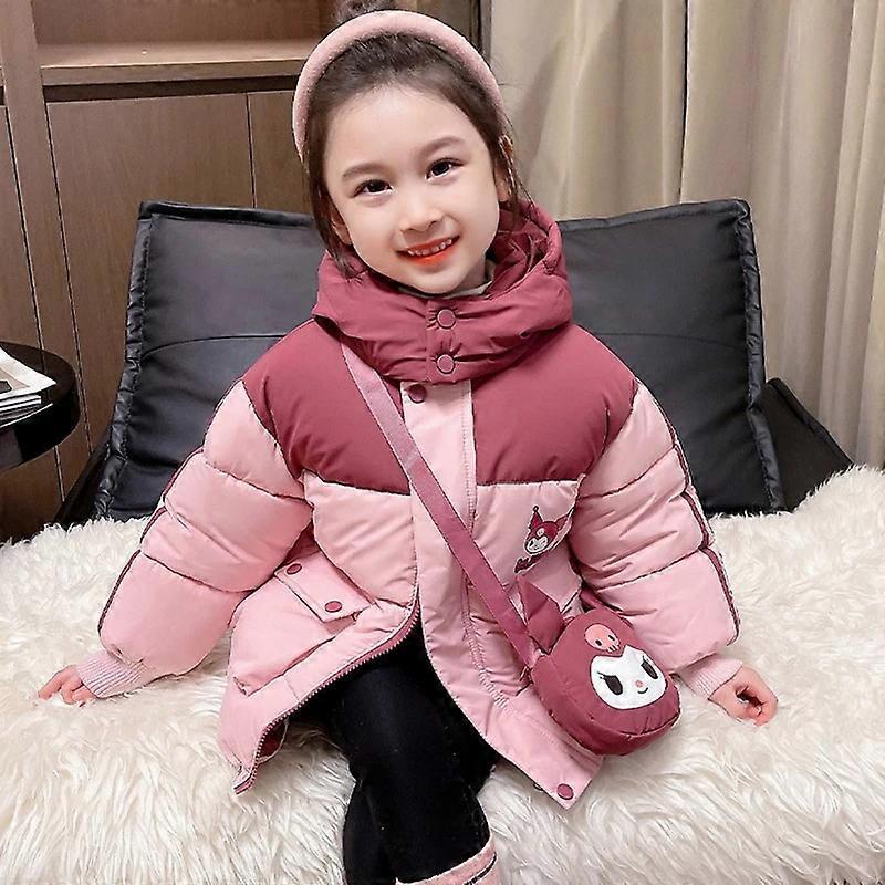 Hcankcan Kuromi Sanrio Kawaii Anime Wintertime Thick Warm Cotton-Padded Jacket Bag Cute Cartoon Fleece Long Sleeve Coat Gifts for Girls Kuromi BagB...