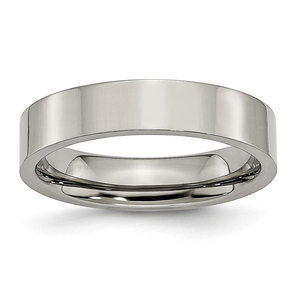 Chisel Titanium Flat Band Engravable Flat 5mm Polished Band Ring Jewelry Gifts for Women - Ring Size: 5 to 13 7.5