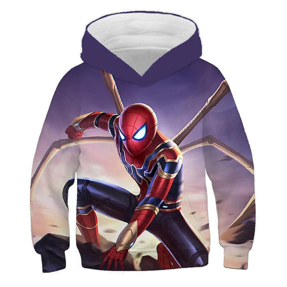 Vicbuy Kids Spider-man Printed Hoodies Long Sleeve Hooded Sweatshirt Pullover Jumper Tops Gift B 8-9 Years