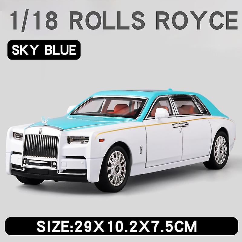 1/18 Alloy Luxy Car Model Rolls-royce Phantom Diecasts Metal Vehicles Collect Simulated Decorations Sound & Light Gifts For Kids Toy Cars blue