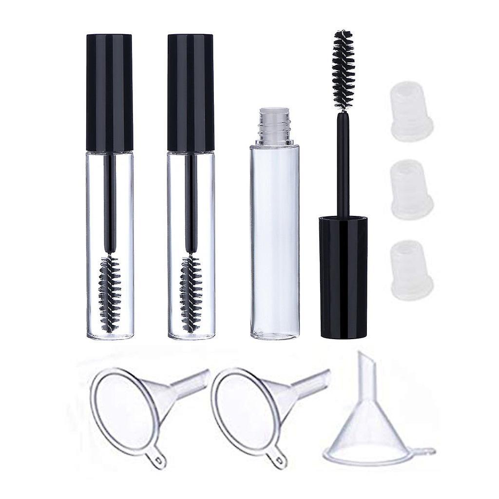 Flye Refillable 3pcs 10ml Empty Mascara Tube Wand Eyelash Cream Container Bottle Black