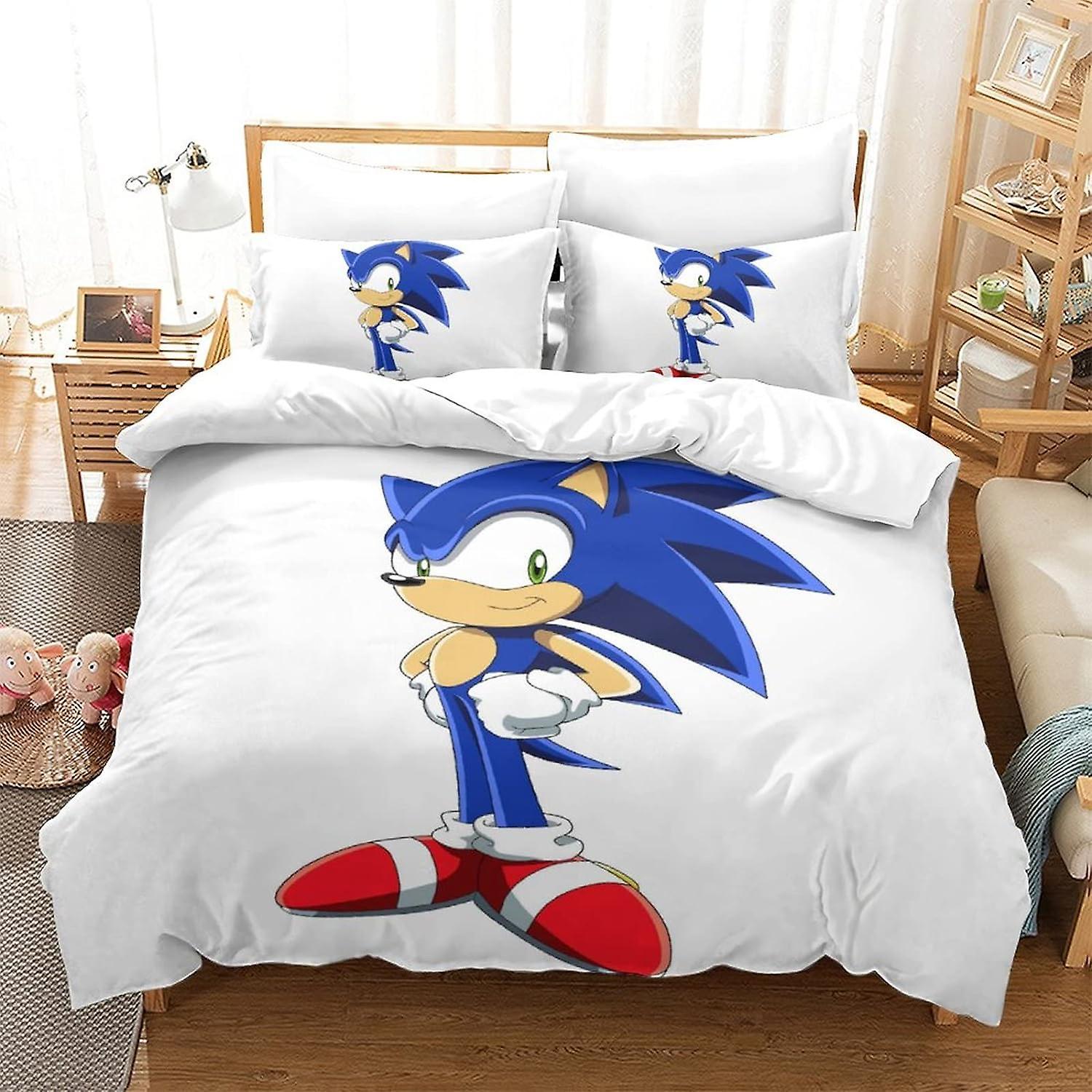 Kerota Sonic The HedgehogSonic Boy D Printed Duvet Cover Set with Pillowcase for Teen,Animated Characters Single135x200cm