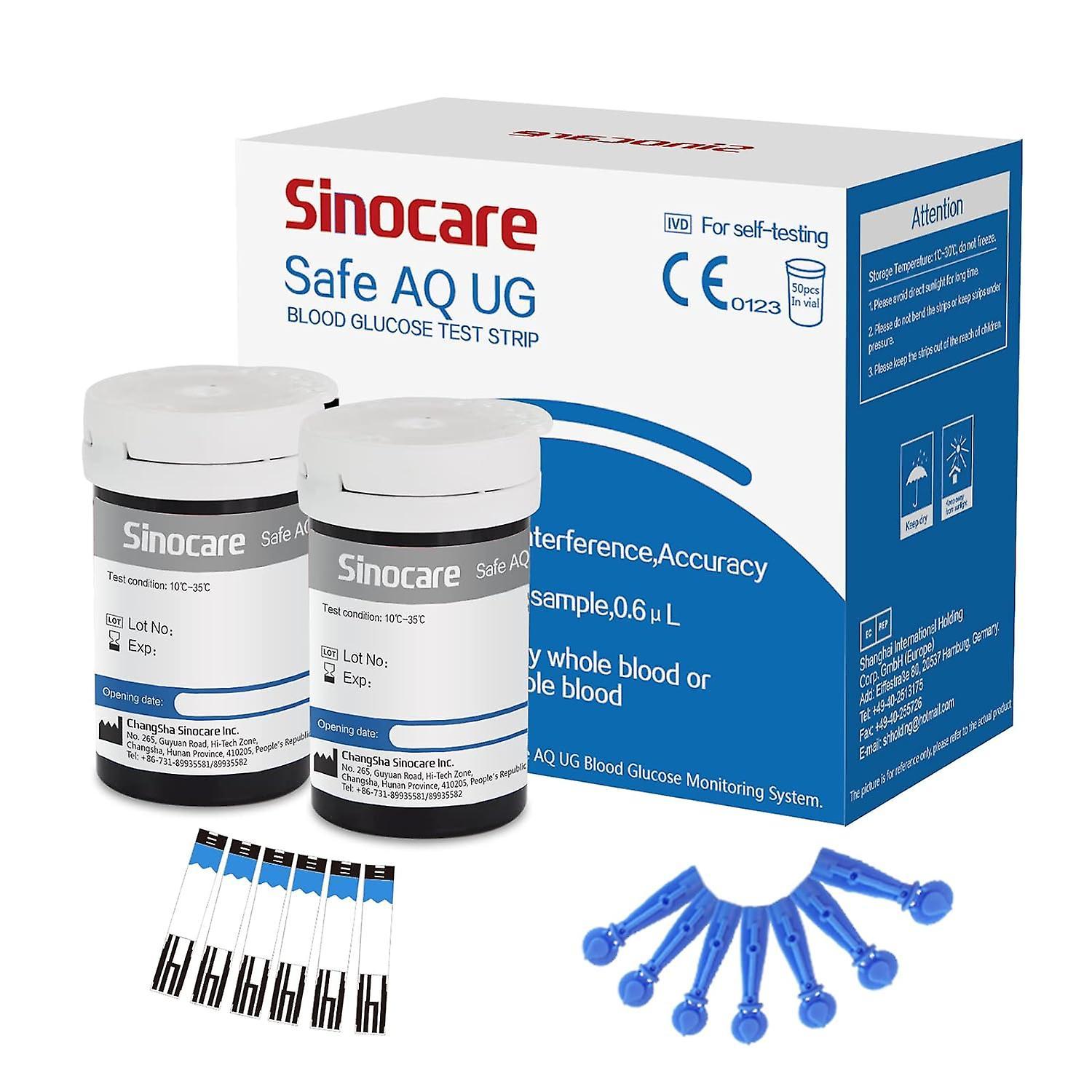 Sinocare Safe AQ UG Blood Glucose Strips and Lancets 50PCS 50G strips