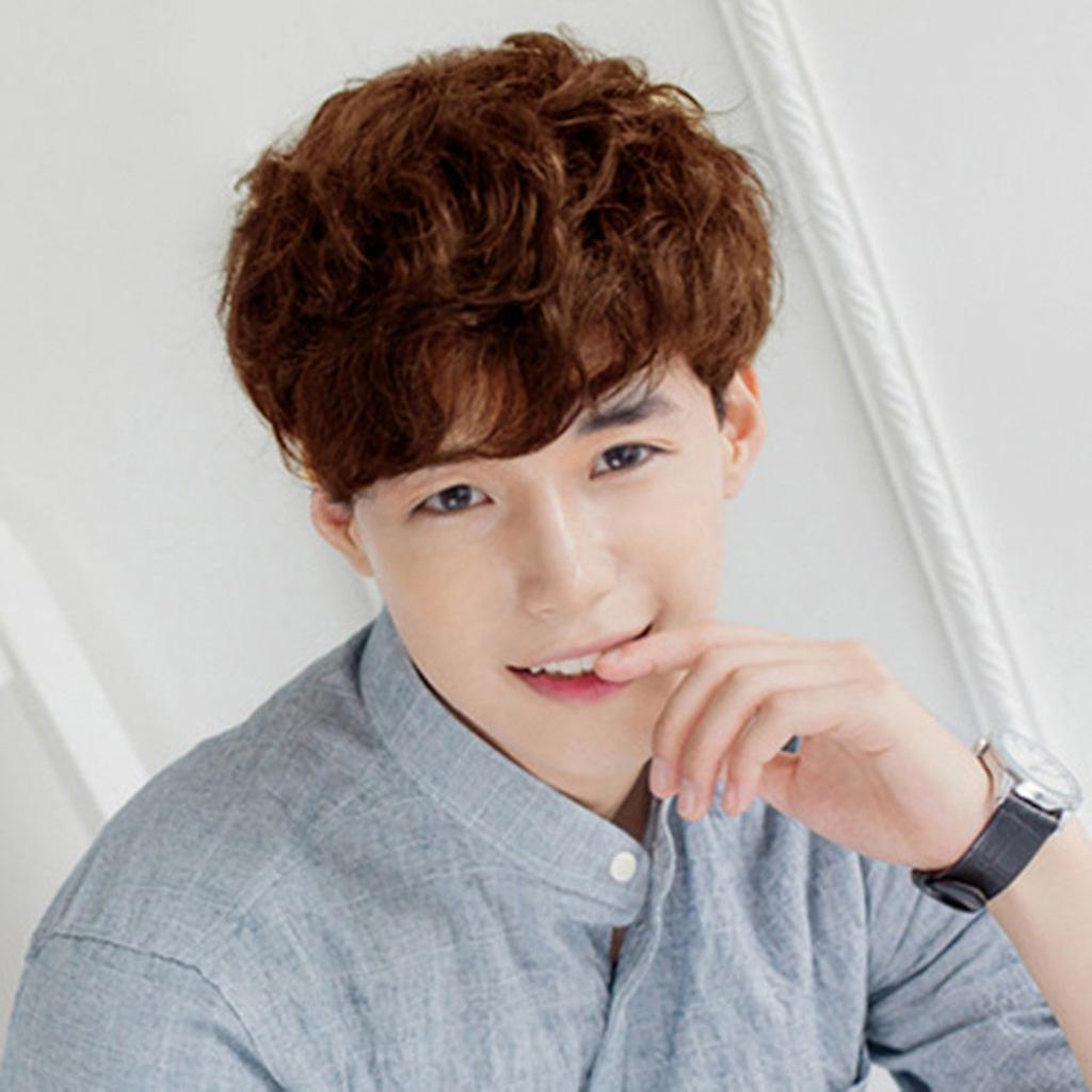 Baodan Handsome Boys Short Curly Hair Fluffy Realistic Curly Hair Wig 10Cm Light Brown