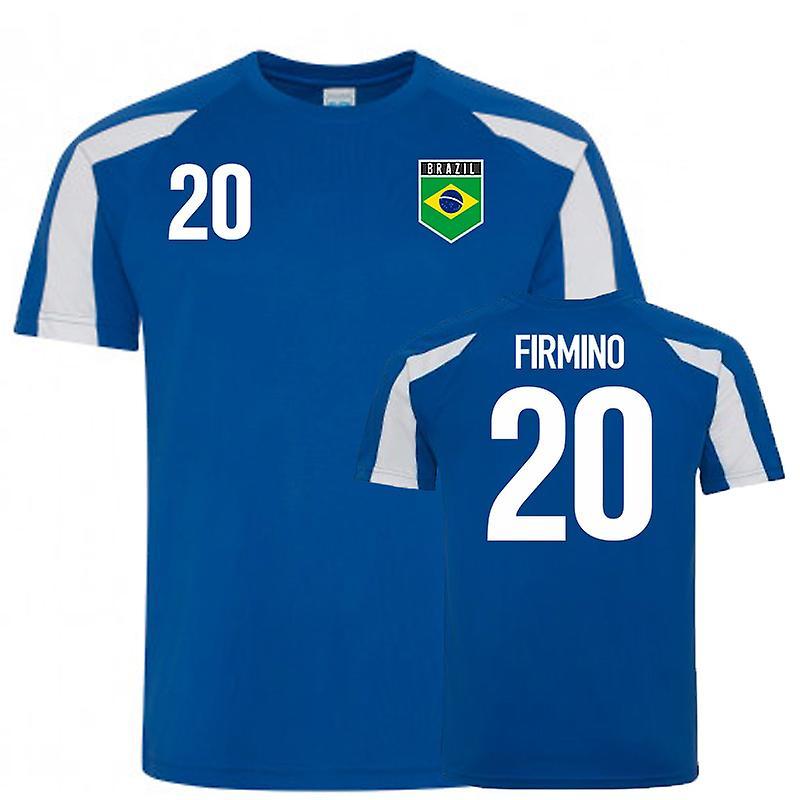 UKSoccerShop Brazil Sports Training Jersey (Firmino 20) Blue SB (5-6 Years)