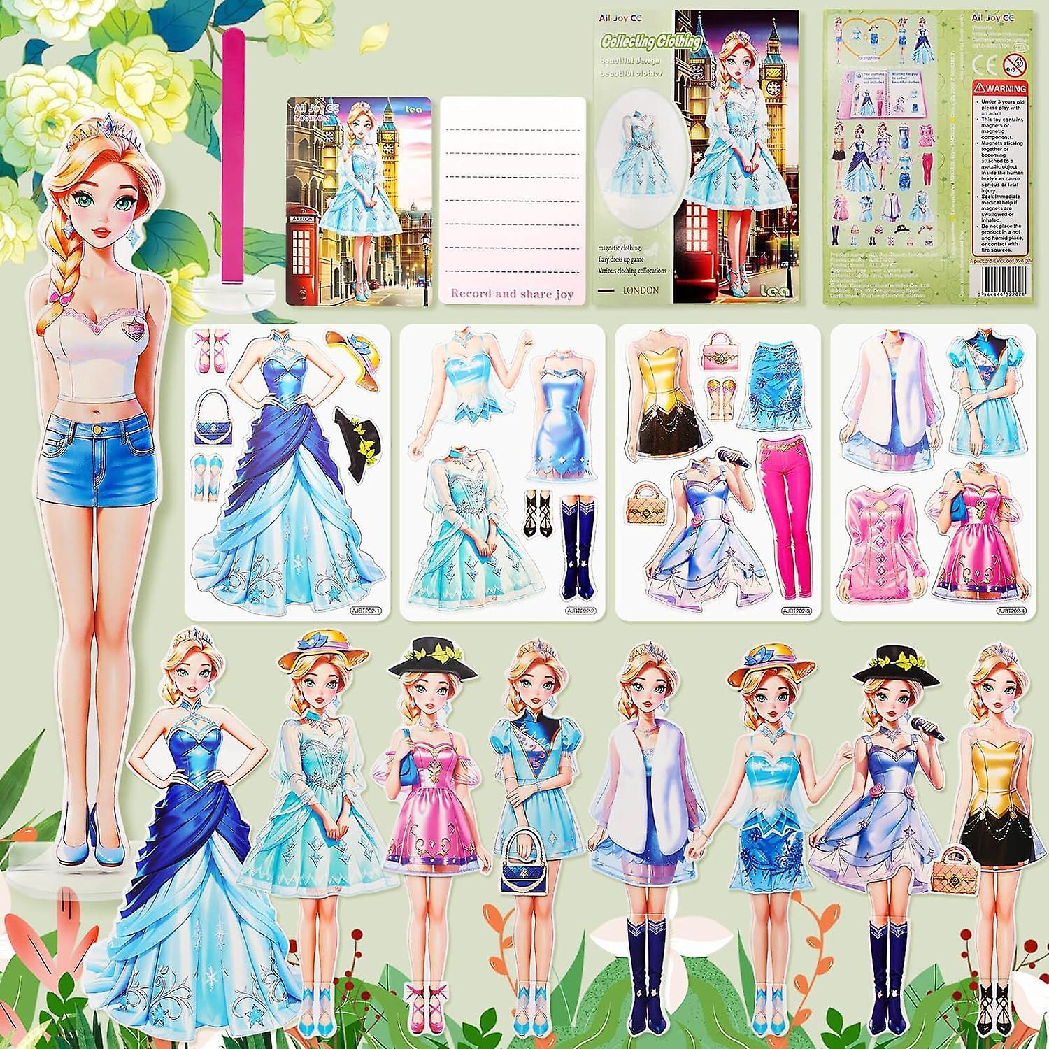 Nspiel Magnetic Dress Up Dolls, Magnetic Dress Up Paper Doll, Dress-Up Dolls Pretend Play Set Puzzles Toys for Girls Ages 4-7 Develop Creativity B